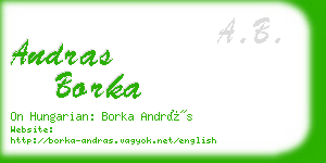 andras borka business card